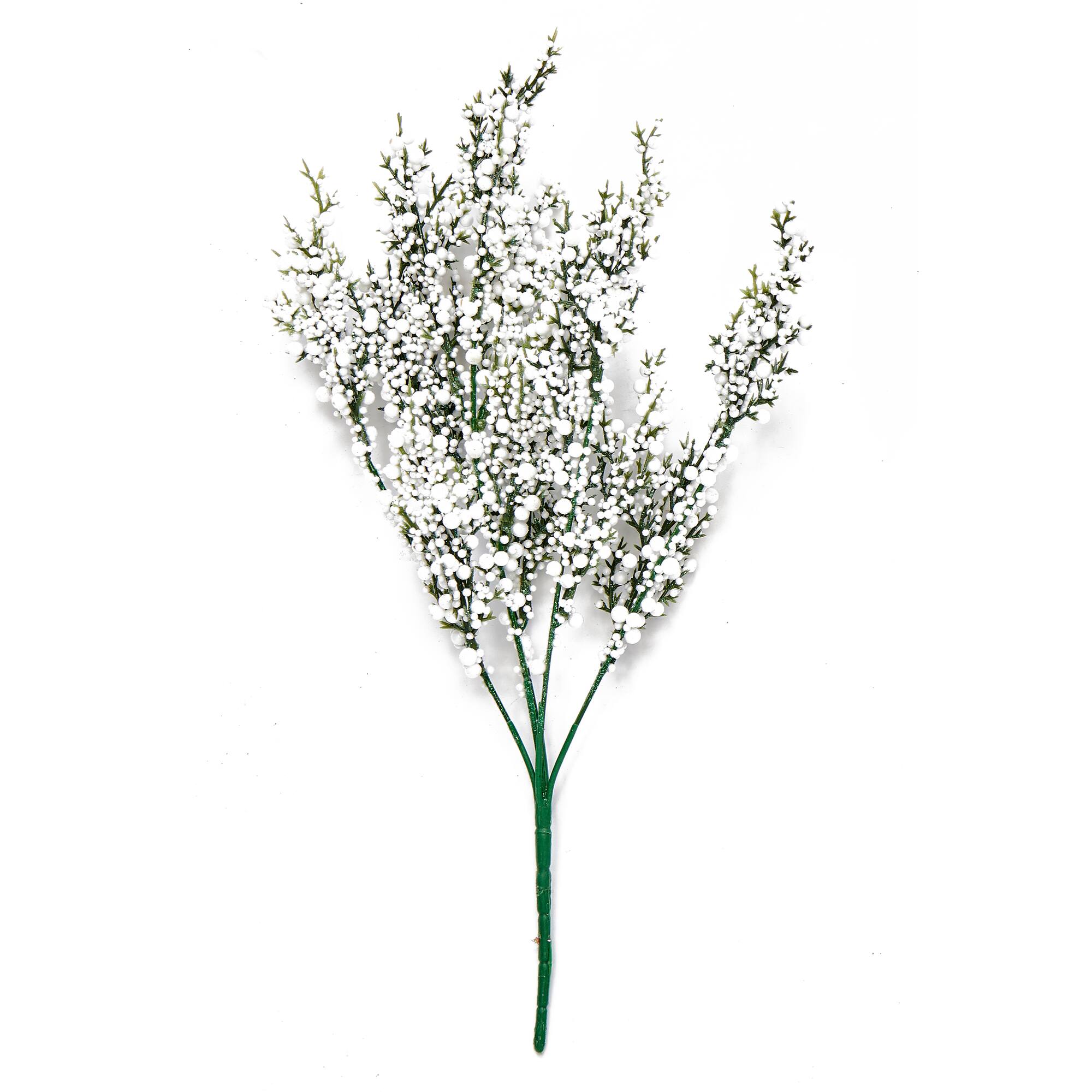 15" White Glittered Artificial Berry Bush Set, 6ct.